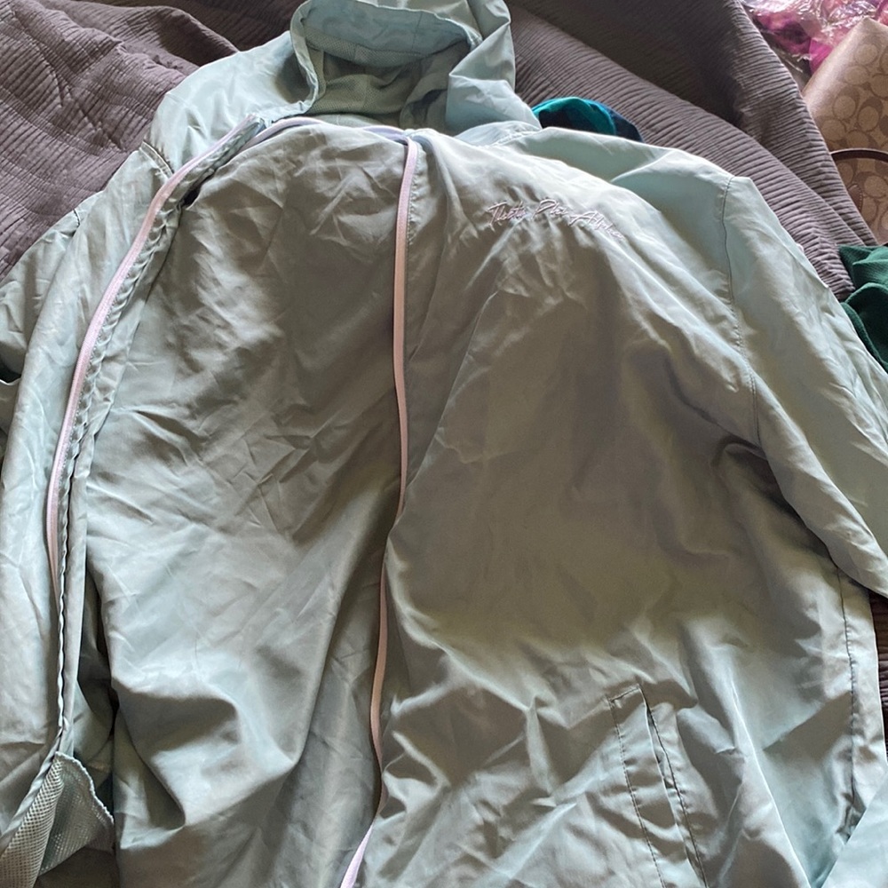 Theta Phi Alpha aqua embroidered rain jacket